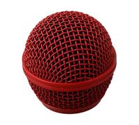 Glewi Steel Microphone Mesh Head for Shure Beta 58A with Foam Windshield, 51mm Metal Grill Cover to Reduce Noise and Protect Capsule, Silver 4 Pack(Red)