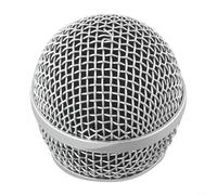 Glewi Steel Microphone Mesh Head for Shure Beta 58A with Foam Windshield, 51mm Metal Grill Cover to Reduce Noise and Protect Capsule, Silver 4 Pack(PG58)