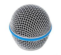 Glewi Steel Microphone Mesh Head for Shure Beta 58A with Foam Windshield, 51mm Metal Grill Cover to Reduce Noise and Protect Capsule, Silver 4 Pack(58A)