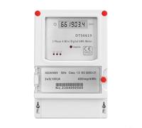 Glewi Three Phase kWh Energy Meter 100A 3x230/400V with LCD Display for Wall Mount Installation in Home Electrical Systems White
