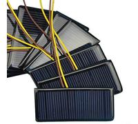 Glewi10 Pack for MINI Solar Panels 5V 60mA 68x37mm with 15cm Cable, High Efficiency DIY Battery Charger for Small Projects and Garden Lights