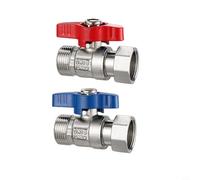 GlewiCopper Straight Boiler Ball Valve 1/2" NPT Full Port with Red/Blue Handles for Hot Cold Water Switch in Wall-Hung Furnace Heating Systems(Straight i)