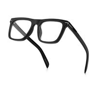 GLEYEMOR Blue Light Glasses for Men Women Trendy Square Frame Blue Light Blocking Lens Computer Glasses (Black), Black, lenswidth