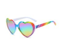 Gleyemor Heart Shaped Polarized Sunglasses for Girls Age 3-8, Rainbow Mirror, lenswidth