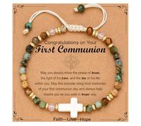 GLEZZA Christian Cross Bracelet for Women,Religious Faith Jewelry - Baptism Easter First Communion Confirmation Gifts, Metal, no gemstone