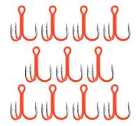 GLFLOW 11Pcs High Carbon Steel Treble Hooks 2X Strong With Barbs For Freshwater Saltwater Artificial Fishing Lures, Orange(6#)