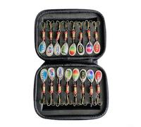 GLFLOW 16-Piece Rotating Crankbait Lure Set With EVA Storage Bag, Vibrant Patterns And Treble Hooks For Freshwater And Saltwater Fishing(B)