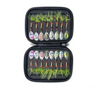GLFLOW 16-Piece Rotating Crankbait Lure Set With EVA Storage Bag, Vibrant Patterns And Treble Hooks For Freshwater And Saltwater Fishing(A)