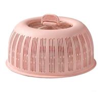GLFLOW 2-in-1 Vegetable Cover And Fruit Basket, Breathable Mesh Food Dust Cover For Kitchen, Pest-Resistant Bowl Lid With Handle, Stackable Storage For Leftovers, Yellow(Pink)
