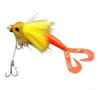 GLFLOW 22cm Mouse Shape Multi Jointed Swimbait with Feather Binding and Twin Tail Design to Enhance Lure Temptation and Fish Attention (yellow)