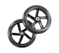 GLFLOW 2PCS 125-200mm Diameter Fivestar Pro Freestyle Scooter Wheels，PU Silent Roller Skate Wagon Cart Trolley Wheels Replacement Set (180mm*30mm translucent)