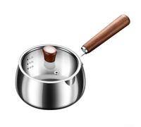 GLFLOW 304 Stainless Steel Butter Melting Pot and Milk Warmer, 700Ml/1200ml, Wooden Handle, for Induction, Gas and Electric Stoves(1200ML)