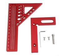 GLFLOW 3D Carpenter Square Multi Angle Measuring Tool with Degree Scriber Aluminum Alloy Red 16.5x7.9x11.2cm for Woodworking Engineers DIY