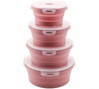 GLFLOW Collapsible Silicone Food Container Set, 4-Pack Microwave Safe Lunch Boxes With Secure Seals, Portable Foldable Bowls For Outdoor And Daily Use, Multi-Size(F)