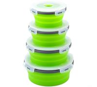 GLFLOW Collapsible Silicone Food Container Set, 4-Pack Microwave Safe Lunch Boxes With Secure Seals, Portable Foldable Bowls For Outdoor And Daily Use, Multi-Size(A)
