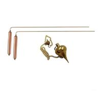 GLFLOW Copper Divining Rods, 2 Pieces Metal Detector For Water Gold Treasure Hunting, Portable Dowsing Tools With Pendulum For Geobiology, Gold(B)
