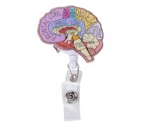GLFLOW Cute and Functional Acrylic Badge Reel Stylish ID Clip with Adorable Anatomy Graphics (Brain)