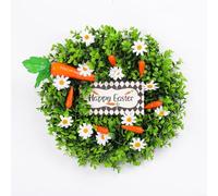 GLFLOW Easter Daisy Garland Wreath With Carrot And Eucalyptus Design For Home Door Hanging Spring Decoration, Green, 38Cm
