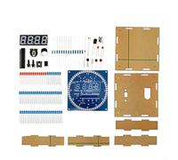 GLFLOW Electronic Digital Clock Kit, DIY Soldering Practice Set With Transparent Case, 5V Power, Temp And Alarm Functions, Blue LED Display For Learning(Red)