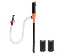 GLFLOW Fuel Transfer Pump Battery Operated Water Pump 2.4 GPM Fast Flow No Spill With Extension Hose Battery Holder For 3-5 Gallon Tanks Gas Oil Kerosene Diesel (Orange A)