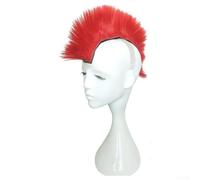 GLFLOW Motorcycle Helmet Mohawk Decoration, Punk Style Crest Hair Ornament for Riders(Red)