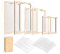 GLFLOW Paper Frame Kit, DIY Papermaking Kit With 3 Sizes Wooden Frames And Absorbent Sponge For Handmade Paper Crafting