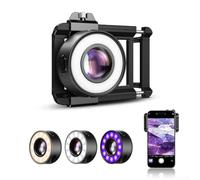 GLFLOW Portable 120X Cell Phone Microscope Lens, Smartphone Microscope with LED Light for iPhone and for Android, 36 LEDs, Filter, Clip-On Lens for Explore Micworld