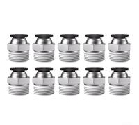 GLFLOW Quick Connect Hose Pneumatic Fittings for PU Nylon Air Tubes, PC12-04 Push-On Connector with 12mm Outer Diameter and 1/2 Inch Thread Size(Black PC12-04)