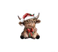 GLFLOW Resin Cow Figurines Rustic Farmhouse Table Statue Indoor Outdoor Christmas Garden Decor Multicoloured 17.5cm(002-A)