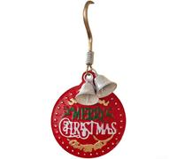 GLFLOW Rustic Iron Christmas Bell Welcome Sign Door Hanger For Festive Home Entryway Decoration, Red 32X16cm(Style D)