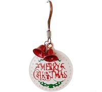 GLFLOW Rustic Iron Christmas Bell Welcome Sign Door Hanger For Festive Home Entryway Decoration, Red 32X16cm(Style C)