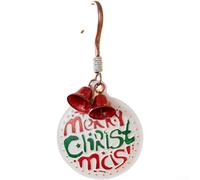 GLFLOW Rustic Iron Christmas Bell Welcome Sign Door Hanger For Festive Home Entryway Decoration, Red 32X16cm(Style B)