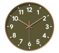 GLFLOW Silent Wall Clock, Non-Ticking Battery Operated Quartz 30cm Clock, Easy to Read Large Numbers, Decorative for Living Room, Kitchen or Office(Green)