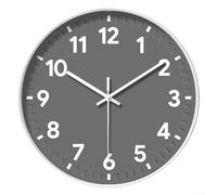 GLFLOW Silent Wall Clock, Non-Ticking Battery Operated Quartz 30cm Clock, Easy to Read Large Numbers, Decorative for Living Room, Kitchen or Office(Gray)