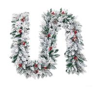GLFLOW Snow Flocked Christmas Garland, 180cm Indoor Decoration Festive Elegant Green Holiday Decor for Home(2.7 m)