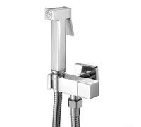 GLFLOW Square Bidet Sprayer Set, High Pressure Handheld Toilet Spray With 1.5m Hose, Chrome Zinc Alloy For Hygienic Cleaning(silver)