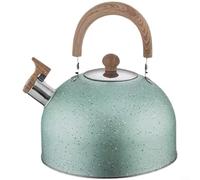 GLFLOW Stainless Steel Tea Kettle, Stainless Steel Hammered Whistling Kettle, Wooden Handle, Large Capacity 2L 3L 4L, For Induction & Gas Stoves(Green)