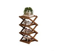 GLFLOW Tool Free Foldable Shoe Rack With Interlocking Design For Entryway Dorm And Closet Space Saving Wooden Storage Organizer For Home(4 Layers brown)