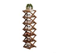 GLFLOW Tool Free Foldable Shoe Rack With Interlocking Design For Entryway Dorm And Closet Space Saving Wooden Storage Organizer For Home(7 Layers brown)