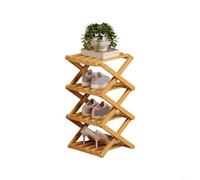 GLFLOW Tool Free Foldable Shoe Rack With Interlocking Design For Entryway Dorm And Closet Space Saving Wooden Storage Organizer For Home(4 Layers Yellow)
