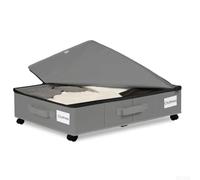 GLFLOW Under Bed Storage with Wheels, Foldable Rolling Underbed Drawers Organizer with Clear Zippered Lid & Handles, Under Couch/Crib Shoes(Gray Trumpet)