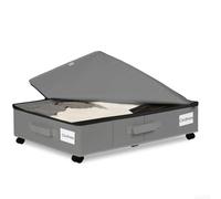 GLFLOW Under Bed Storage with Wheels, Foldable Rolling Underbed Drawers Organizer with Clear Zippered Lid & Handles, Under Couch/Crib Shoes(Gray, Large Size)