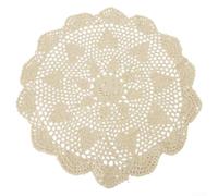 GLFLOW Vintage Lace Doilies Crochet Lace Tablecloth, Round Doily, 25-60cm Diameter, Handmade Cotton, Hollow-Out Design For Home Dining Or Cafe Table Decor(Beige 45)