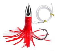 GLFLOW Zinc Alloy Head Trolling Lure 15Cm 48G Soft Silicone Skirt With 6/0 Barbed Hook For Saltwater Fishing(A)