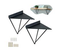 GLFNB 2Pcs Bracket Decorative Shelf Brackets,Heavy Duty Triangle Metal Shelf Support Stable,Floating Shelf Bracket,with Screws,Home Space Extension,Wall Decor,for DIY Hardware (19.5cm/7.6in,Black)