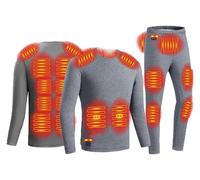 GLFNB Heating underwear, heating suit， Heated underwear set, thermostatic electric heating cold padded 18-zone heated clothing men's winter thermal ski underwear(Gray,4XL)