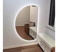 GLFNB Large Dressing Mirror 3-Color Dimmable LED Bathroom Mirror Anti-Fog Mirror for Bathroom Wall Backlit with Smart Touch Half Moon Frameless Decorative Mirror (Color : Right cut, Size : 63 * 90