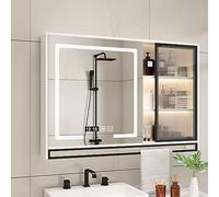 GLFNB Medicine Cabinet with Mirror and Shelves for Bathroom, Smart Defogging,46 * 30in led Wall Mount Bathroom Makeup Mirror Medicine Cabinet with Lighted 3 Colors, Infinitely Dimmable (Color : B,