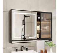 GLFNB Medicine Cabinet with Mirror and Shelves for Bathroom, Smart Defogging,46 * 30in led Wall Mount Bathroom Makeup Mirror Medicine Cabinet with Lighted 3 Colors, Infinitely Dimmable (Color : A,