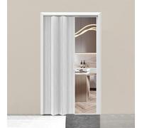GLFNB Sliding Accordion Doors PVC Bi-fold Doors Invisible Partition Folding Door Vertical for Office Hotel Warehouse(All white,125x203cm)